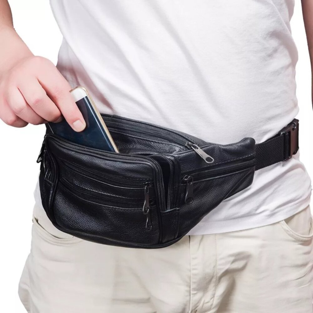 NWTRoma Leather Unisex Waist Fanny Pack- 3077BK - Picture 6 of 6